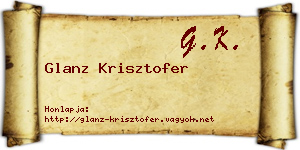 Glanz Krisztofer névjegykártya